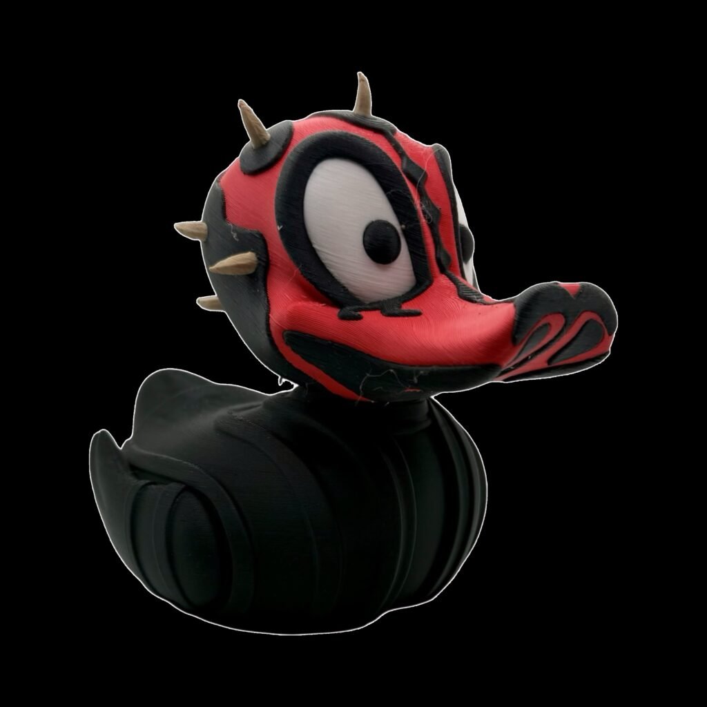 2-Inch 3D Printed Duck Inspired by Darth Maul, Mini Star Wars Duck Figure, Custom PLA Collectible, Unique Sith Lord Gift