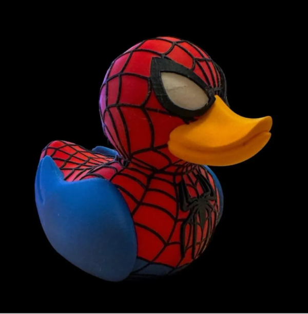 Spidy Duck 3-Inch 3D Printed Duck, Miniature Super man Superhero Duck Figure, Custom PLA Collectible, Unique Superhero Gift