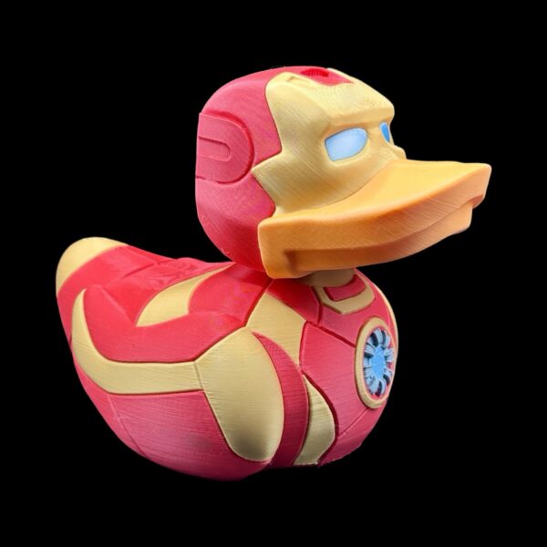 2-Inch 3D Printed Duck Inspired by Iron Man, Mini Superhero Duck Figure, Custom PLA Collectible, Unique Avengers Gift