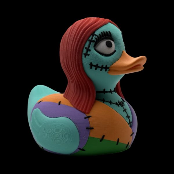 2-Inch 3D Printed Duck Inspired by Sally from Nightmare Before Christmas, Mini Gothic Duck Figure, Custom PLA Collectible, Unique Halloween Gift