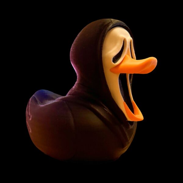 2-Inch 3D Printed Duck Inspired by Ghostface from Scream, Mini Horror Duck Figure, Custom PLA Collectible, Unique Halloween Gift